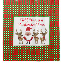 Weihnachts Karierte Santa Reindeer Custom Typograf Duschvorhang