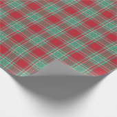 Weihnachts Karierte Umschlagpapier Rot und Minze G Geschenkpapier (Ecke)