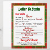 Weihnachts-Karierter Brief an den Weihnachtsmann (Vorne/Hinten)