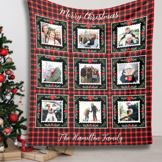 Weihnachts-Kariertes Foto Fleecedecke