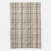 Weihnachts-Karo-Monogramm - rustikales Grün Rot El Geschirrtuch (Vertikal)