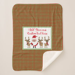 Weihnachts-Karo-Optik Weihnachtsmann Rentier Benut Sherpadecke