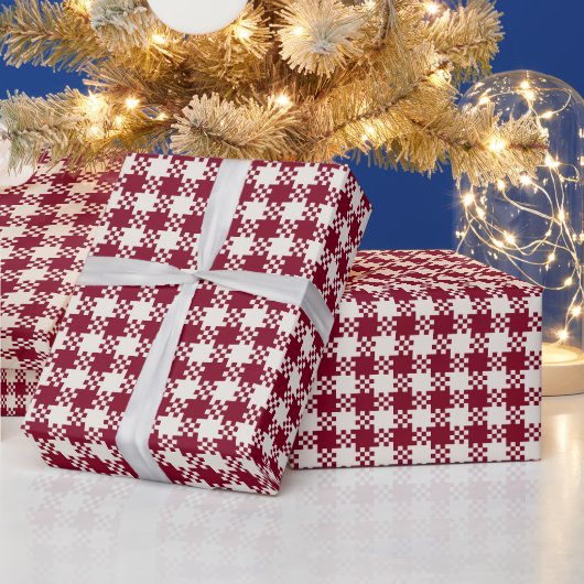 Weihnachts-Karo Rot-Weiß-Gingham-Karomuster Geschenkpapier (Feiertage)