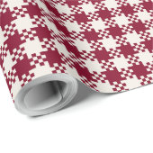 Weihnachts-Karo Rot-Weiß-Gingham-Karomuster Geschenkpapier (Rolleneckpunkt)