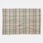 Weihnachts-Karo - rustikales Grün Rot Elfenbein Geschirrtuch (Horizontal)