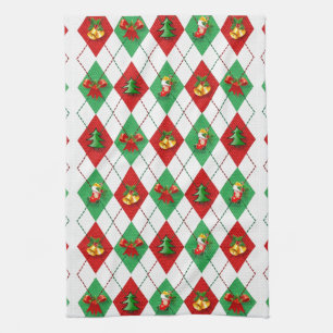 Weihnachts-Karo-Tartan-Küchentuch Geschirrtuch