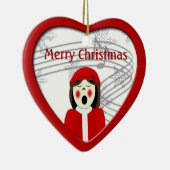 Weihnachts-Karoler-Frau Herzdekoration Keramikornament (Rechts)