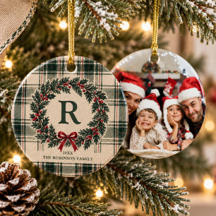 Weihnachts-Karostola-Monogramm individuelle Foto-K Keramik Ornament