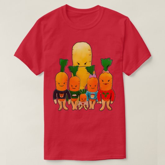 Weihnachts-Karotten-Familie und Böser Parsnip T-Shirt (Design vorne)