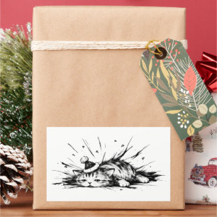 Weihnachts-Katastrophe Katzenbürste Grumpy Festive Rechteckiger Aufkleber