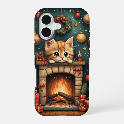 Weihnachts Kätzchen iPhone 16 Hülle (Rückseite)