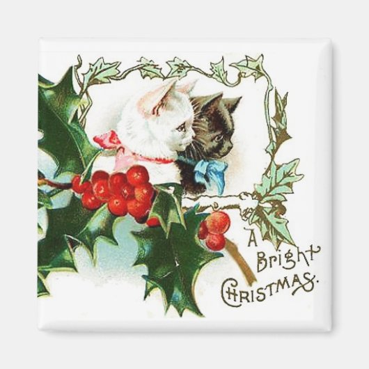 Weihnachts-Kätzchen Vintage-Magnet Magnet (Vorne)