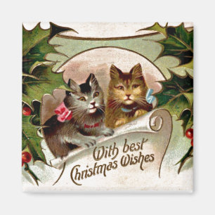 Weihnachts Kätzchen - Vintage Weihnachtsdesign, Magnet