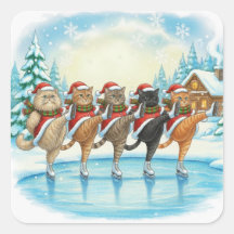 Weihnachts-Katzen-Schlittschuhläufer, Aufkleber