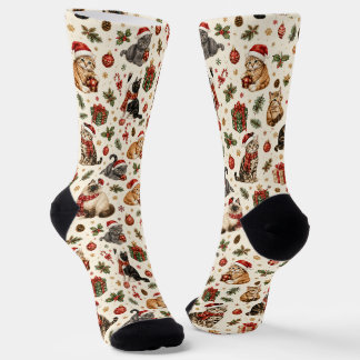 Weihnachts-Katzen-Socken, Katzenliebhaber-Geschenk Socken