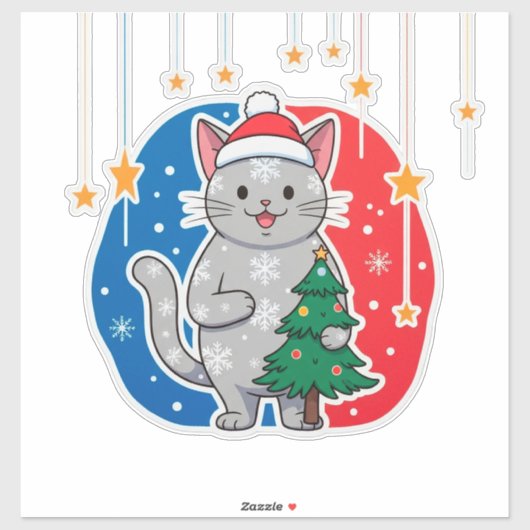 🎄 Weihnachts-Katzenbaum-Dekoration für Katzenlieb Aufkleber (Blatt)