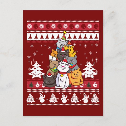 Weihnachts-Katzenbaum Postkarte (Vorderseite)