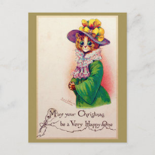 Weihnachts-Katzenlady, Louis Wain Postkarte