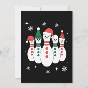Weihnachts-Kegel-Skittles Schneemann Weihnachtsman Einladung