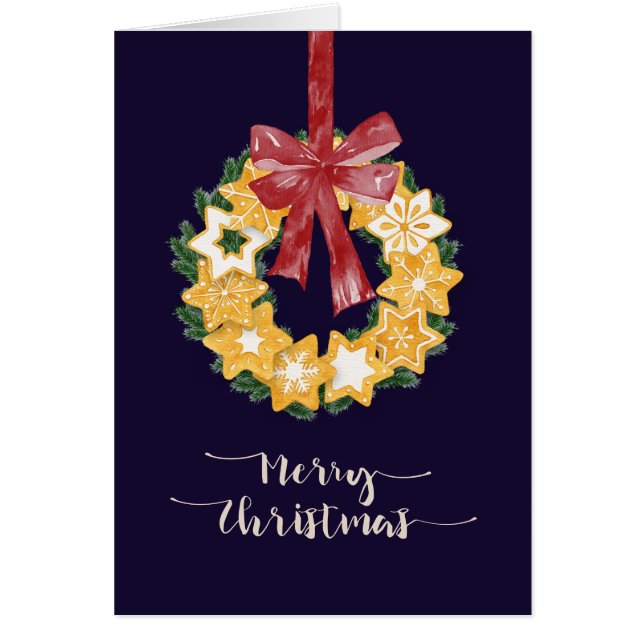 Weihnachts-Keks mit blauem Hintergrund (Vorne)