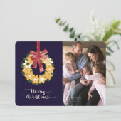 Weihnachts-Keks mit blauem Hintergrund Feiertagskarte (Stehend Vorderseite)