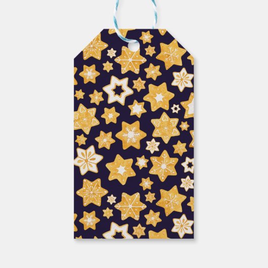 Weihnachts-Keks mit blauem Hintergrund Geschenkanhänger (Rückseite)