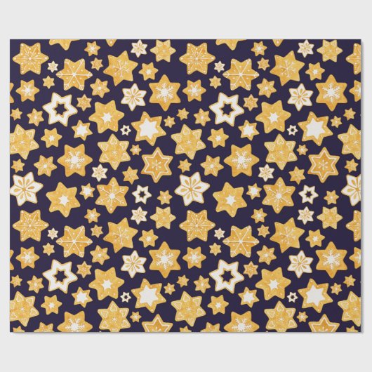 Weihnachts-Keks mit blauem Hintergrund Geschenkpapier (Flach)