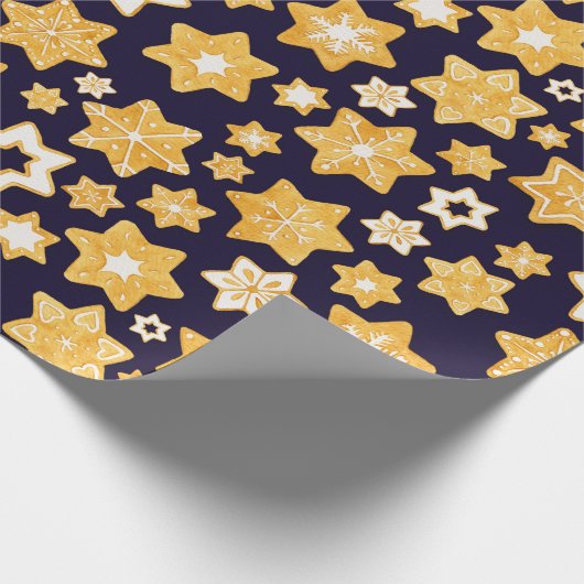 Weihnachts-Keks mit blauem Hintergrund Geschenkpapier (Ecke)