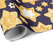 Weihnachts-Keks mit blauem Hintergrund Geschenkpapier (Rolleneckpunkt)