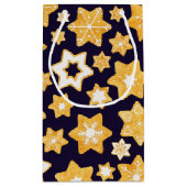 Weihnachts-Keks mit blauem Hintergrund Kleine Geschenktüte (Rückseite)