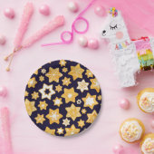 Weihnachts-Keks mit blauem Hintergrund Pappteller (Party)