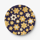 Weihnachts-Keks mit blauem Hintergrund Pappteller (Vorderseite)