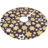 Weihnachts-Keks mit blauem Hintergrund Polyester Weihnachtsbaumdecke (Schrägansicht)