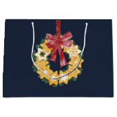 Weihnachts-Keks mit blaugrauem Hintergrund Große Geschenktüte (Vorderseite)