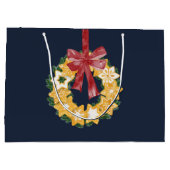 Weihnachts-Keks mit blaugrauem Hintergrund Große Geschenktüte (Rückseite)