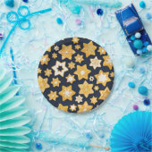 Weihnachts-Keks mit blaugrauem Hintergrund Pappteller (Party)