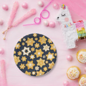 Weihnachts-Keks mit blaugrauem Hintergrund Pappteller (Party)