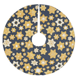 Weihnachts-Keks mit blaugrauem Hintergrund Polyester Weihnachtsbaumdecke