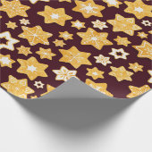 Weihnachts-Keks mit Burgunder Hintergrund Geschenkpapier (Ecke)