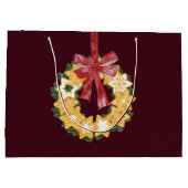 Weihnachts-Keks mit Burgunder Hintergrund Große Geschenktüte (Rückseite)