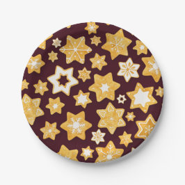 Weihnachts-Keks mit Burgunder Hintergrund Pappteller