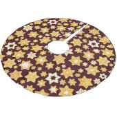 Weihnachts-Keks mit Burgunder Hintergrund Polyester Weihnachtsbaumdecke (Schrägansicht)