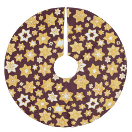 Weihnachts-Keks mit Burgunder Hintergrund Polyester Weihnachtsbaumdecke