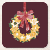 Weihnachts-Keks mit Burgunder Hintergrund Rechteckiger Pappuntersetzer (Vorderseite)