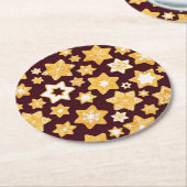 Weihnachts-Keks mit Burgunder Hintergrund Runder Pappuntersetzer (Angewinkelt)