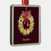 Weihnachts-Keks mit Burgunder Hintergrund Silbernes Ornament (Rechts)