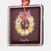 Weihnachts-Keks mit Burgunder Hintergrund Silbernes Ornament (Links)