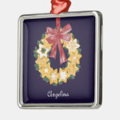 Weihnachts-Keks mit Navy BlueBackground Silbernes Ornament (Links)