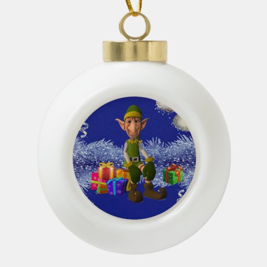 Weihnachts-Keramik Ball Ornament, Elf Keramik Kugel-Ornament (Vorderseite)