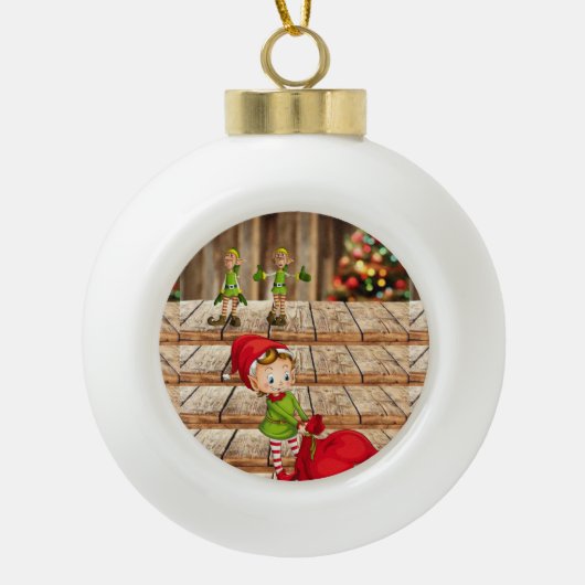 Weihnachts-Keramik Ball Ornament, Elf Keramik Kugel-Ornament (Vorderseite)